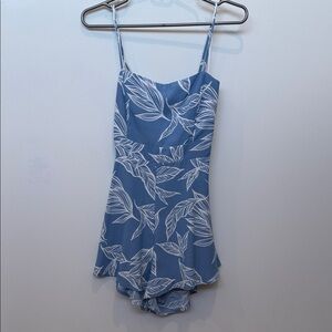 Windsor Kids Blue and White Leaf One Piece Swimsuit